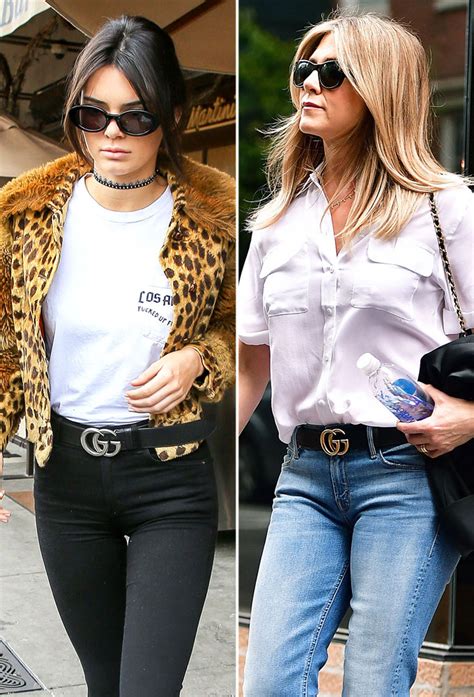 gucci tan belt outfits|celebrities wearing Gucci belt.